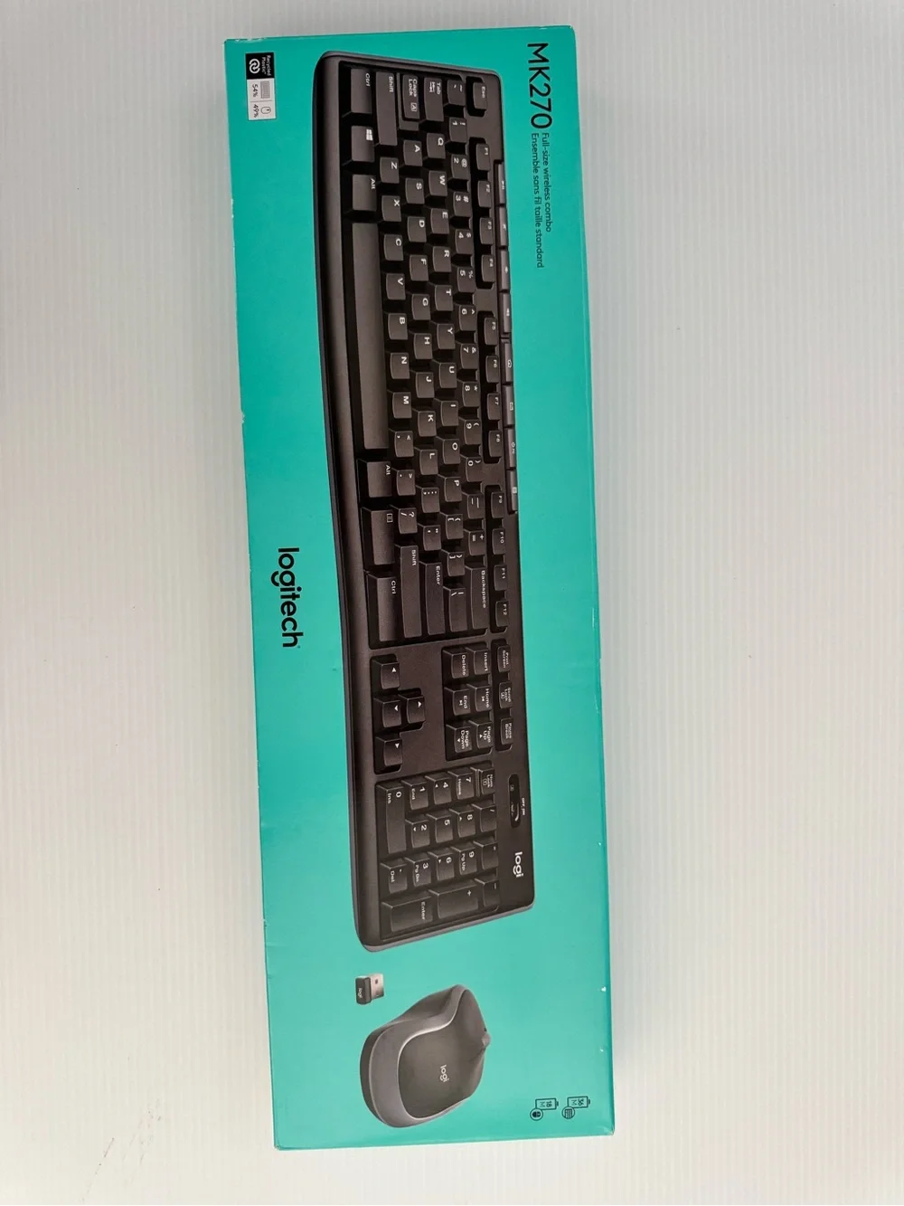 Logitech MK270 Wireless Keyboard & Mouse Combo - Black on Teal Packaging